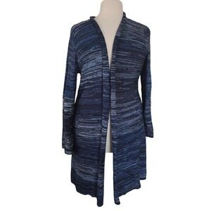 Great Northwest Indigo Womens 3X Blue Space Dye Open Front Longline Cardigan